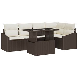 vidaXL Sodo Sofų Rinkinys su pagalve 6 pcs Ruda ir grietinėlė