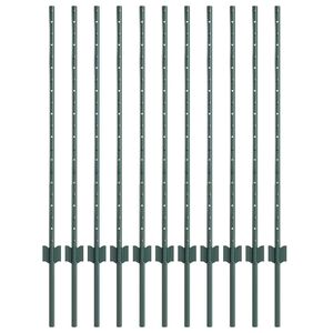 vidaXL Įmontuotas tvoros stulpas 11 vnt. Žalia 140 cm