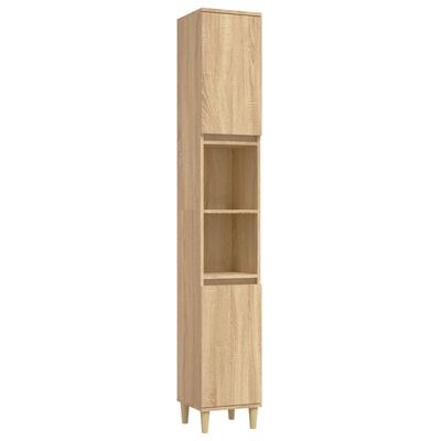 vidaXL Vonios baldų komplektas, 3 dalių, ąžuolo, apdirbta mediena