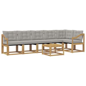 vidaXL Lauko sofos komplektas su pagalve 7 pcs Balta ir &scaron;viesiai pilka