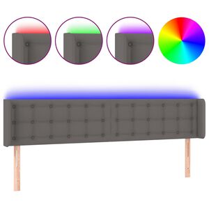 vidaXL Galvūgalis su LED, pilkos spalvos, 183x16x78/88cm, dirbtinė oda