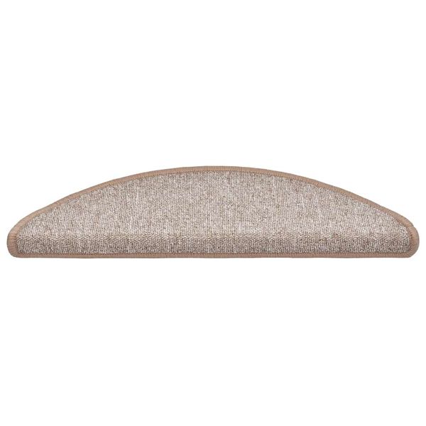 vidaXL Laiptų kilimėliai, 30 vnt., 56x17x3 cm, &scaron;viesiai rudi, pusapvaliai