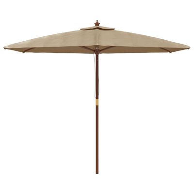vidaXL Sodo skėtis su mediniu stulpu, taupe spalvos, 299x240cm