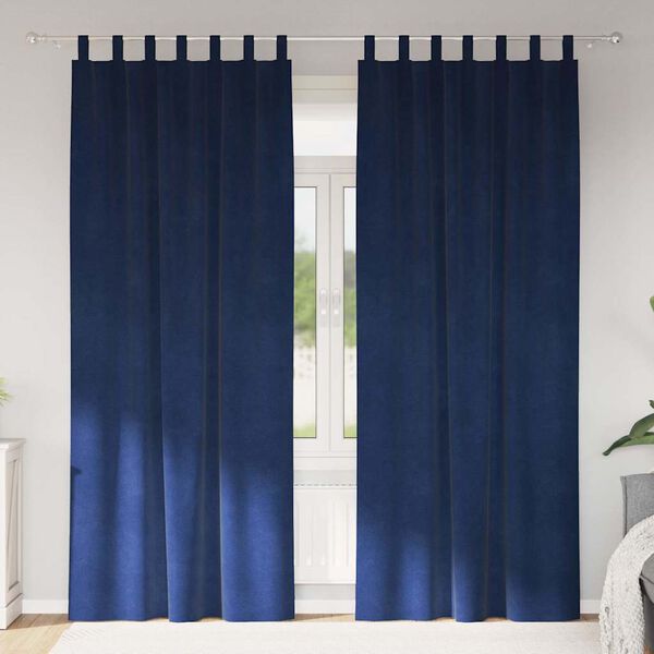 vidaXL Užtemdymo užuolaidos 2 pcs Tamsiai mėlyna 140 x 245 cm Aksomas