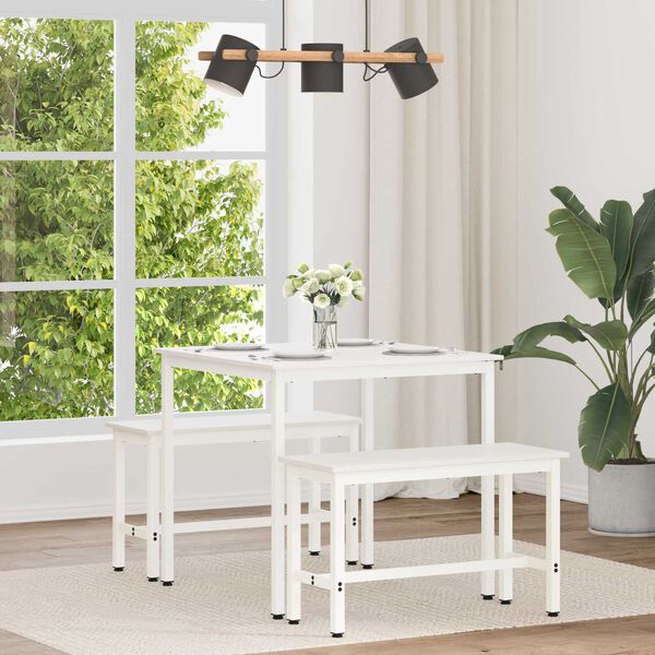 vidaXL Valgomojo stalas Balta 80 x 80 x 75 cm Kietos pu&scaron;ies mediena