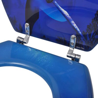 vidaXL Klozeto sėdynės su dangčiu, 2vnt., MDF, delfinų dizainas