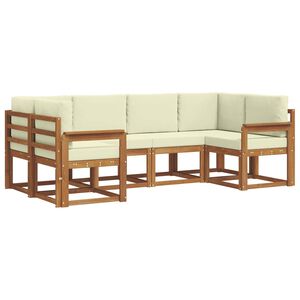 vidaXL Lauko sofos komplektas su pagalve 6 pcs Natūralus ir grietinėlė