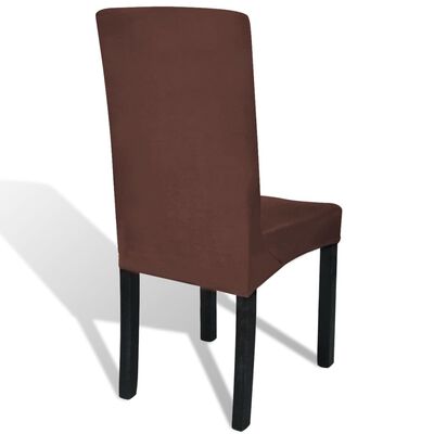 vidaXL Tiesūs įtempiami kėdžių užvalkalai, 6vnt., rudos spalvos