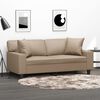 vidaXL Dvivietė sofa su pagalvėlėmis, kapučino, 140cm, dirbtinė oda