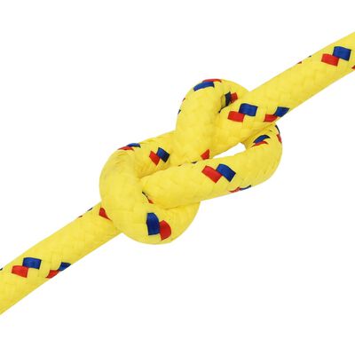 vidaXL Valties virvė, geltonos spalvos, 14mm, 50m, polipropilenas