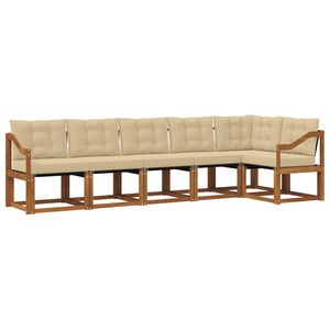 vidaXL Lauko sofos komplektas su pagalve 6 pcs Natūralus ir bežinis