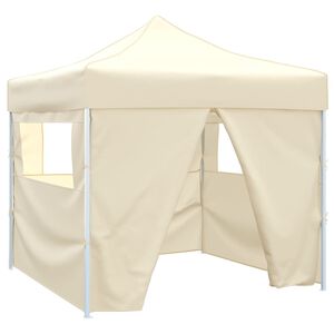 vidaXL Sulankstomas paviljonas, kremo sp., 3 x 3 m, 4 sienelės