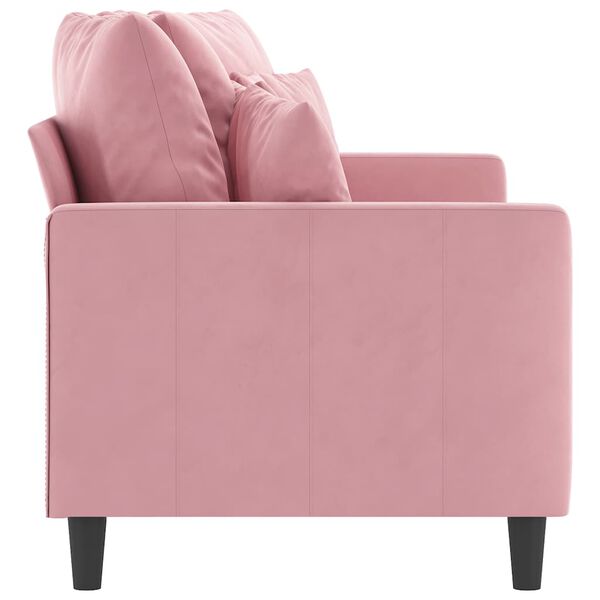 vidaXL Dvivietė sofa, rožinės spalvos, 140cm, aksomas
