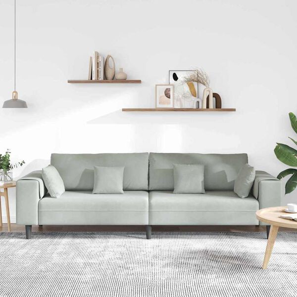 vidaXL Sofa su pagalve &Scaron;viesiai pilka 250 x 77 x 76 cm Aksomas
