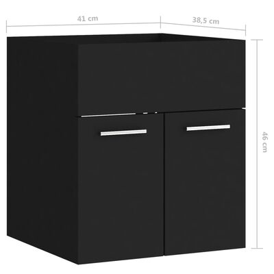 vidaXL Spintelė praustuvui, juodos spalvos, 41x38,5x46cm, MDP