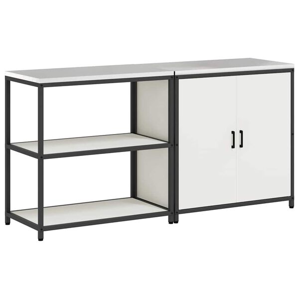 vidaXL Virtuvės saugojimo rinkinys su lentyna su saugykla 2 pcs Balta