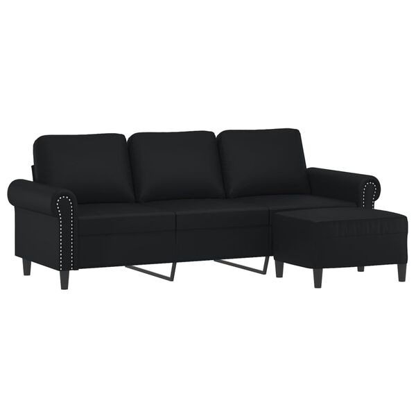 vidaXL Trivietė sofa su pakoja, juodos spalvos, 180cm, dirbtinė oda