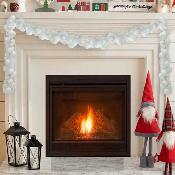 vidaXL Kalėdų rutulių girlianda Balta 186 cm Polystirenas