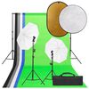 vidaXL Fotostudijos rinkinys su &scaron;viestuvais, fonu ir reflektoriumi