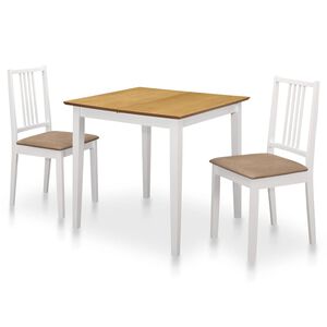 vidaXL Valgomojo baldų komplektas, 3d., baltos sp., MDF
