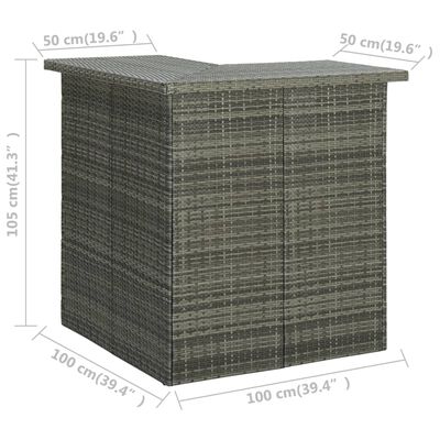 vidaXL Kampinis baro staliukas, pilkas, 100x50x105cm, poliratanas