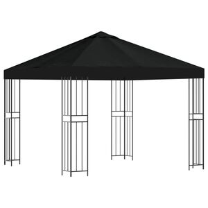 vidaXL Pavėsinė 3 x 3 m Juoda Poliesteris ir plienas 190 gsm