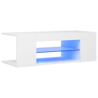 vidaXL Televizoriaus spintelė su LED apšvietimu, balta, 90x39x30cm