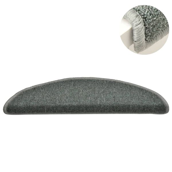 vidaXL Laiptų kilimėliai, 15 vnt., 56x17x3 cm, tamsiai žali, pusapvaliai