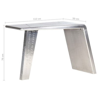 vidaXL Aviator rašomasis stalas, sidabrinės sp., 112x50x76cm, metalas