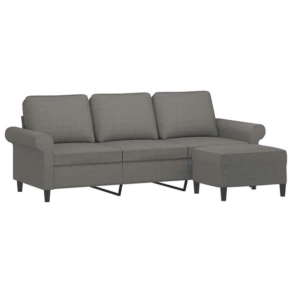 vidaXL Trivietė sofa su pakoja, tamsiai pilkos spalvos, 180cm, audinys