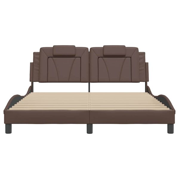 vidaXL Lovos rėmas, Viana, be čiužinio, rudos, 160x200cm, dirbtinė oda