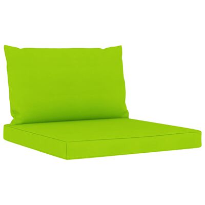 vidaXL Trivietė sodo sofa iš palečių su žaliomis pagalvėlėmis, pušis
