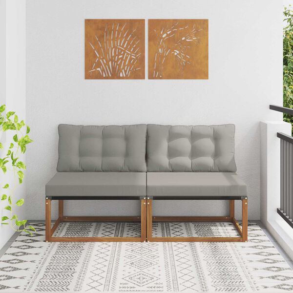 vidaXL 2 Vienetas Lauko Vidurinis Sofa Kietos akacijos mediena