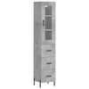 vidaXL Komoda, betono pilkos spalvos, 34,5x34x180cm, apdirbta mediena