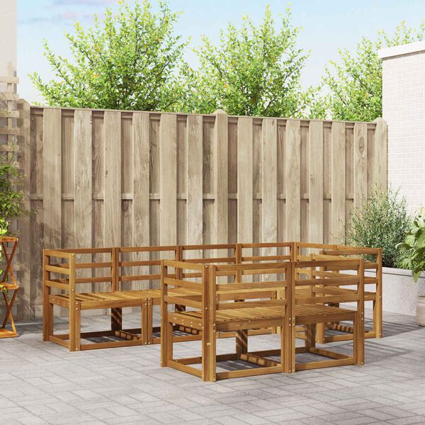 vidaXL Lauko sofos komplektas su pagalve 7 pcs Natūralus ir antracitas