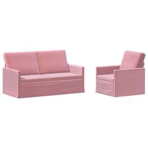 vidaXL Sofos komplektas 2 pcs Rožinė Aksomas