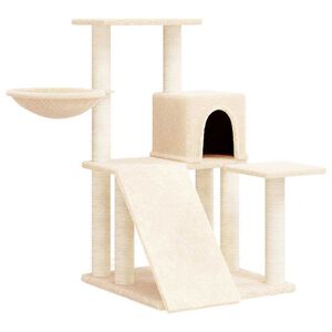 vidaXL Draskyklė katėms su stovais i&scaron; sizalio, kreminės spalvos, 82cm