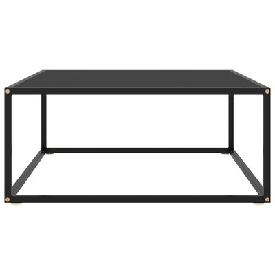 vidaXL Kavos staliukas su juodu stiklu, juodas, 80x80x35cm