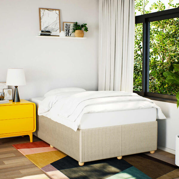 vidaXL Lovos rėmas be čiužinio, kreminis, 120x190cm, audinys