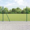 vidaXL Tvora su stulpais Žalia 1.5 x 25 m PVC dengtas plienas