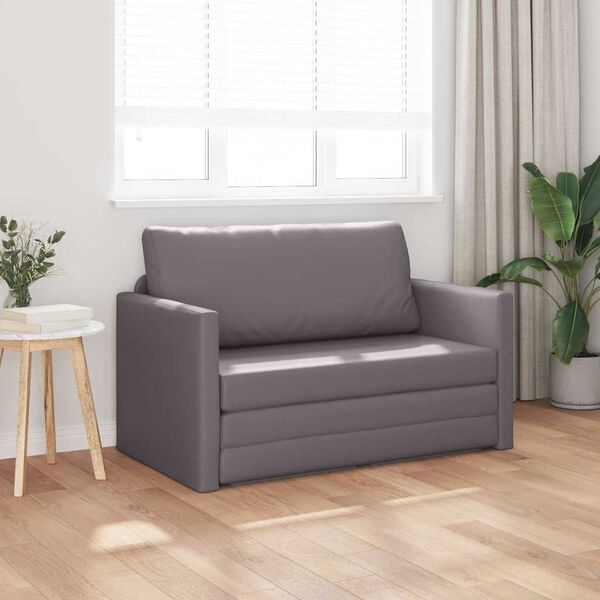 vidaXL Sofa lova 110cm Pilka Dirbtinė Oda