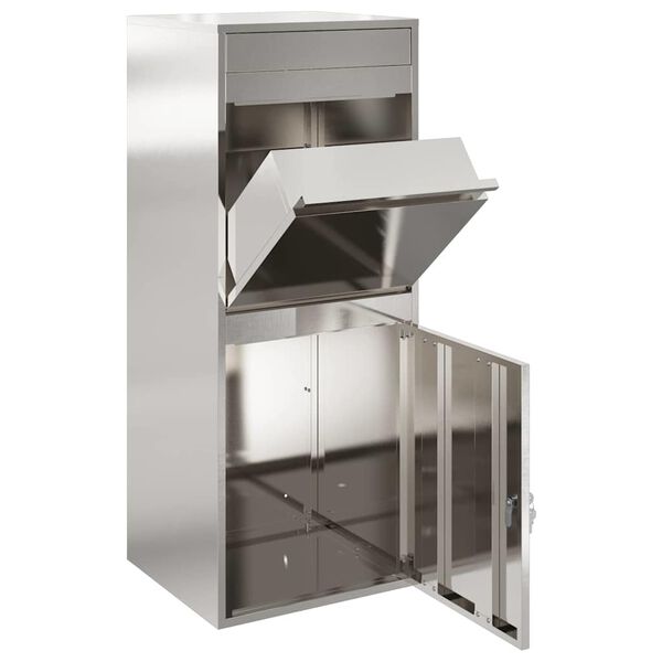 vidaXL Siuntų dėžutė Sidabro 47,5 x 38 x 59 cm Nerūdijantis Plienas