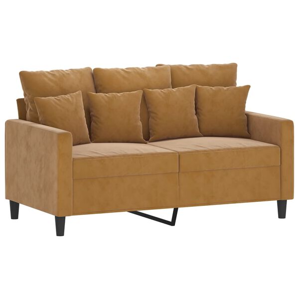 vidaXL Dvivietė sofa, rudos spalvos, 120cm, aksomas