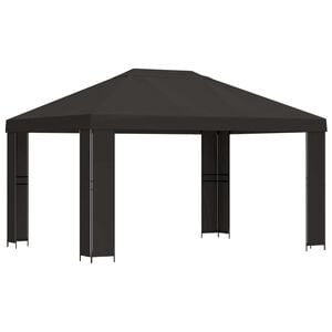 vidaXL Pavėsinė 4 &times; 3 m Antracito Poliesteris ir plienas 190 gsm