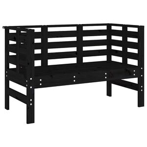 vidaXL Sodo suoliukas, juodas, 111,5x53x71cm, pu&scaron;ies medienos masyvas