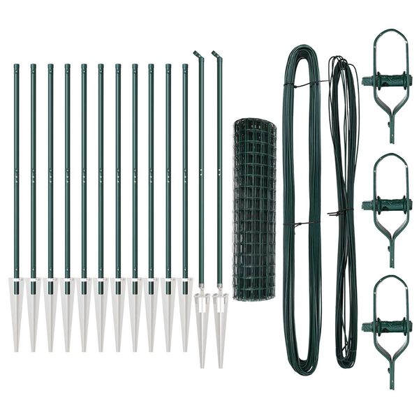 vidaXL Tvora su stulpais Žalia 1 x 25 m Plienas