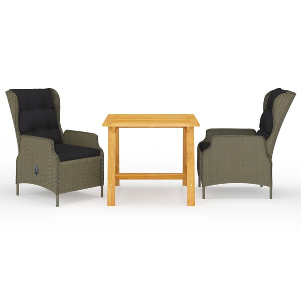 vidaXL Sodo valgomojo baldų komplektas, 3 dalių, rudas