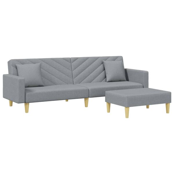 vidaXL Dvivietė sofa-lova su pagalvėmis ir pakoja, pilka, audinys