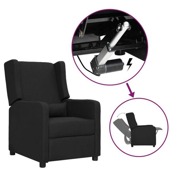 vidaXL Atsistojantis krėslas, juodos spalvos, audinys