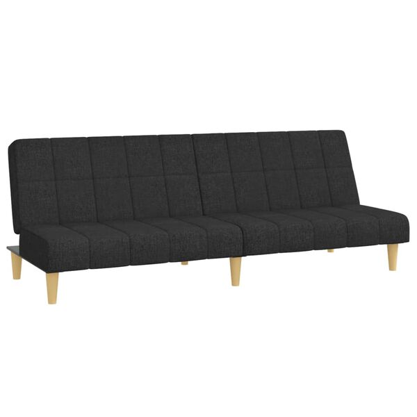 vidaXL Dvivietė sofa-lova, juodos spalvos, audinys